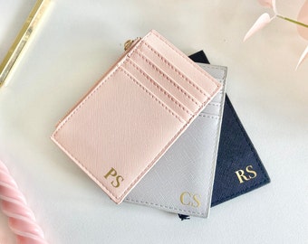 Personalised Monogram Card Purse, Initial Card Holder, Faux Leather Coin Purse, Personalised Gift for Her, Bridesmaid Gift, Ladies Wallet