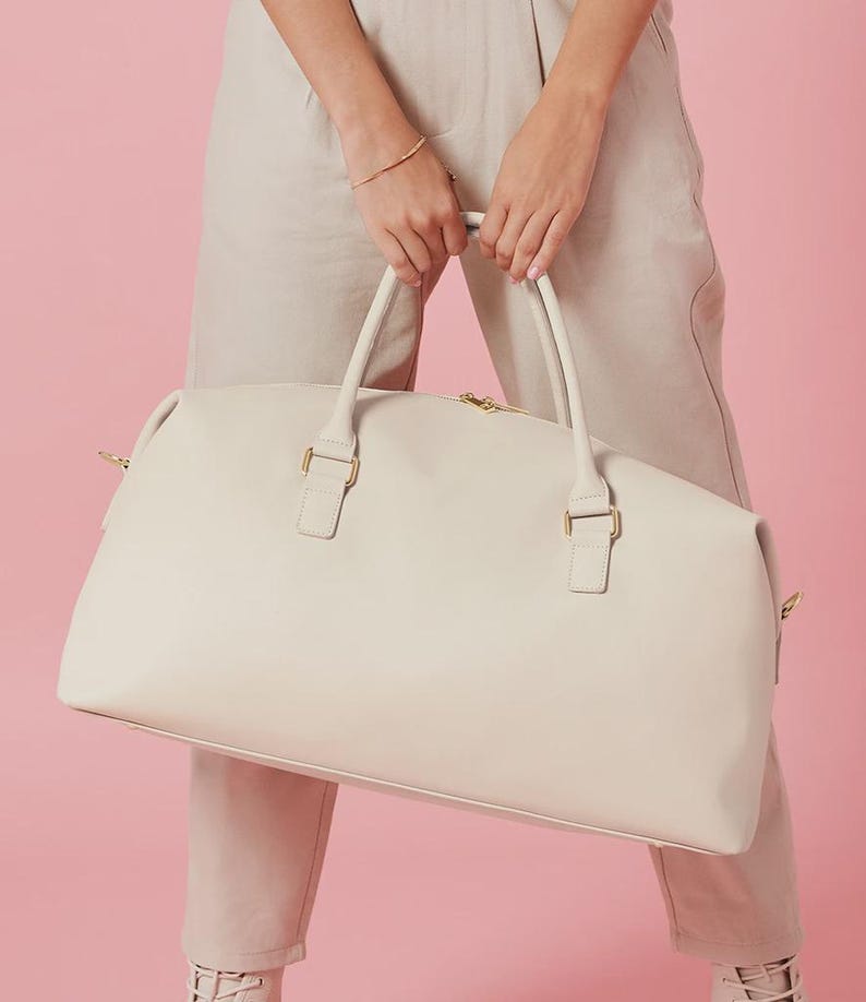 Personalised Weekend Bag, Luxury Travel Holdall, Vegan Leather Duffle Bag, Overnight Bag Women, Carry On Bag, Bridesmaid Gift image 10