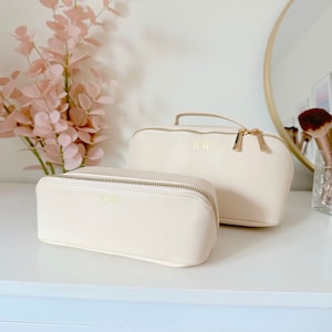 Luxury Personalised Cosmetic Bag, Open Flat Make up Bag, Monogram Accessory Bag, Bridesmaid Gift, Birthday Gift, Gift For Her, Gift for Mum