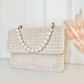 Personalised Bridal Bag, Pearl Handbag, Bride Clutch Bag, Wedding Bag, Gift for Bride, Wedding Gift, Honeymoon Gift, Bridesmaid Gifts