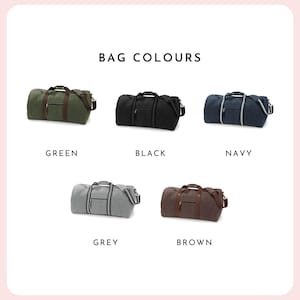 Sac fourre-tout personnalisé, sac de week-end pour homme, sac de sport monogramme, sac de voyage en toile, cadeau de garçon d'honneur, sac de voyage, sac personnalisé à initiales image 10