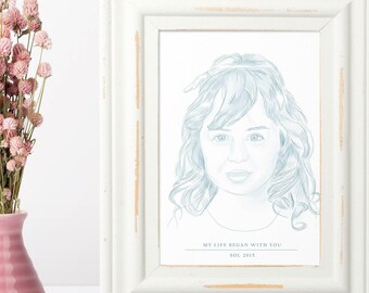 Digital Portrait Illustration from Picture, Personalized gift, Family painting, Family illustration