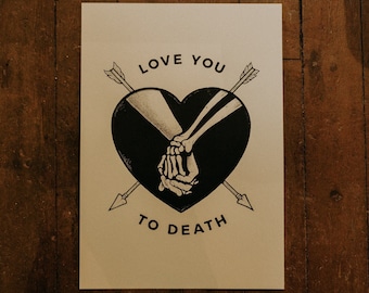 Love You to Death - A4 Screen Print - Etsy