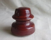 Reddish brown ceramic insulator. Vintage Antique. Nice condition Free shipping.