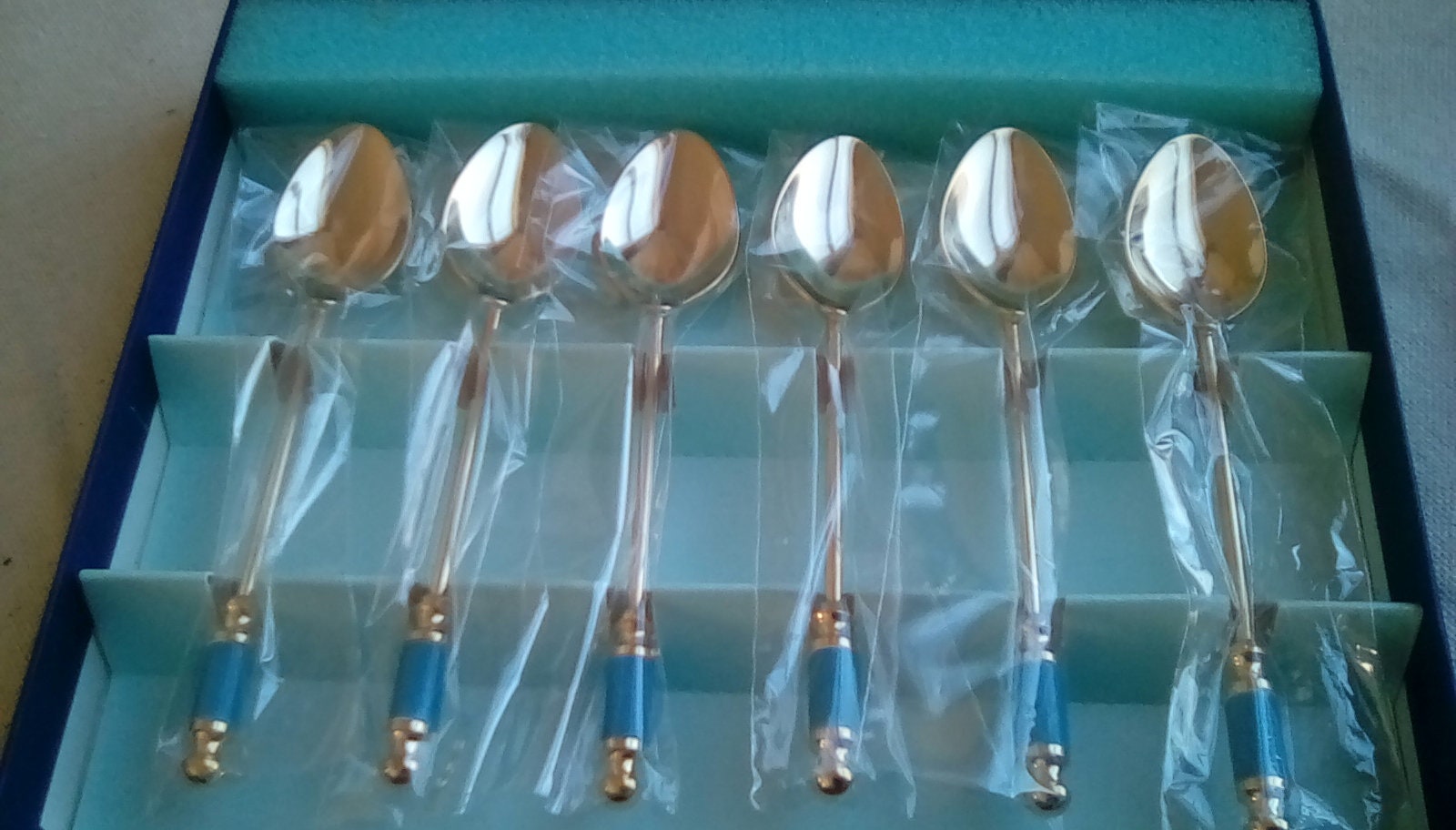6 pc gold plated Martian Japan set of small spoons New in Etsy