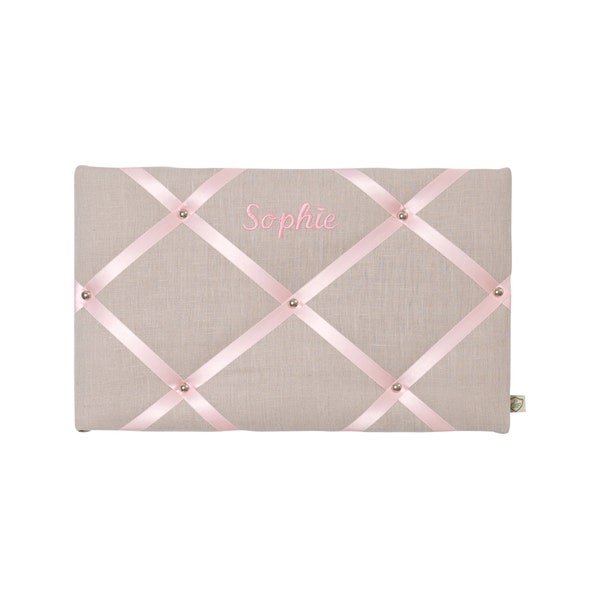 Memo Board personalizzato lino grigio chiaro - rosa