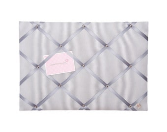 Memoboard VICHY STRIPES hellgrau - grau