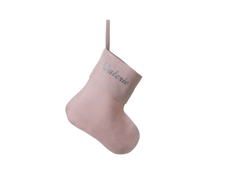 Stocking personalized LINEN old rose gray image 1