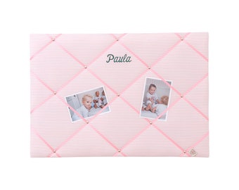 Memo board personalized Vichy stripes rose-Pink