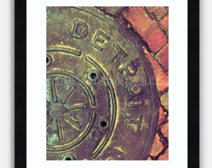 Detroit Photography Print, Detroit Manhole Cover Print, Detroit Photography Canvas, Detroit Decor, Detroit Print, Detroit Art,Detroit Canvas