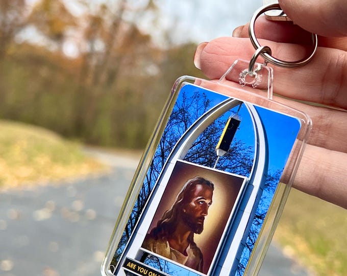 Religious Key Chain, Jesus Key Chain, Christian Key Chain, Faith Key Chain, Michigan Road Sign Key Chain, Religious Saying Key Chain