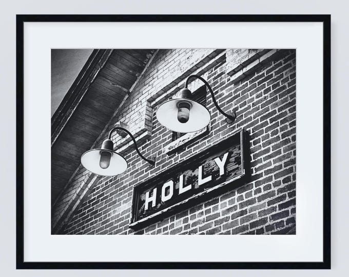 Holly Union Depot Black and White Framed or Unframed Print, Holly Union Depot Canvas, Holly Michigan Print, Holly Michigan Art, Michigan Art