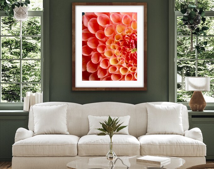 Dahlia Print, Dahlia Canvas, Dahlia Art, Dahlia Notecards, Macro Flower Print, Macro Flower Cards, Kitchen Decor, Floral Art,Abstract Flower