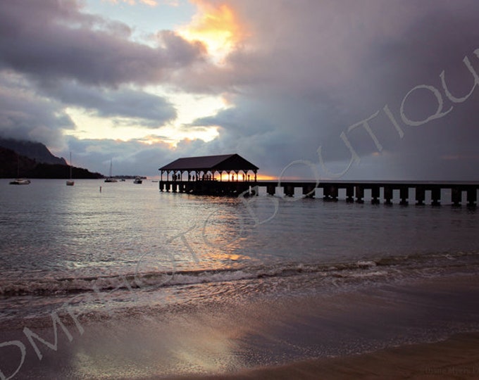 Hanalei Bay Print, Beach Print, Sunset Photo, Beach Photography, Coastal Living Decor, Beach Decor, Coastal Landscape, Hanalei Bay, Kauai