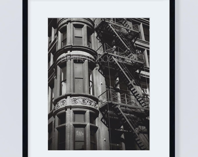 Detroit Fire Escape Print, Architecture Print in Black and White, Detroit Photography, Architecture Photography, Industrial Photography