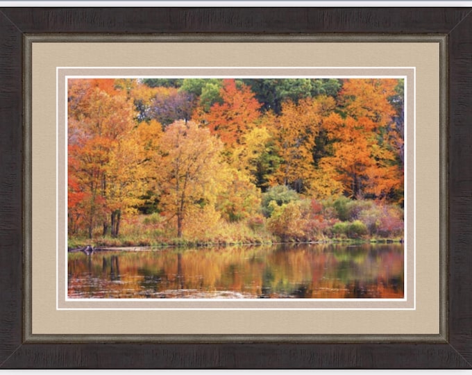 Fall Landscape Canvas Art Print, Autumn Reflections