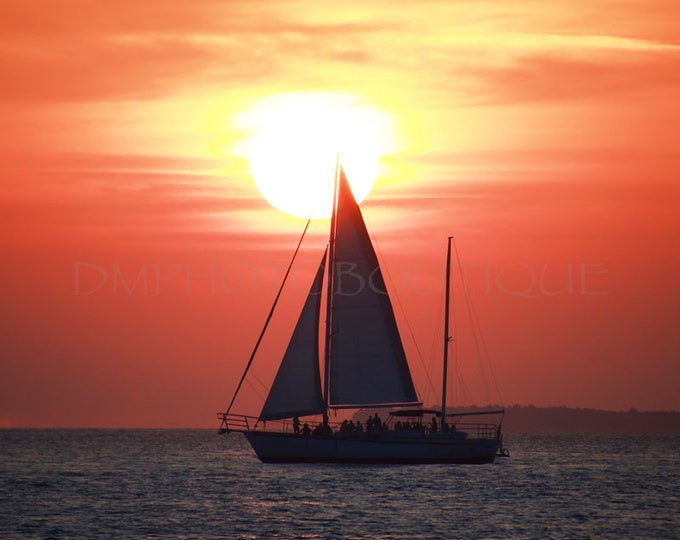Sailboat at Sunset Print, Sunset Sailboat Canvas, Sailboat Print, Sailboat Canvas, Sunset Print, Sunset Canvas, Sunset Wall Art,Sunset Cards