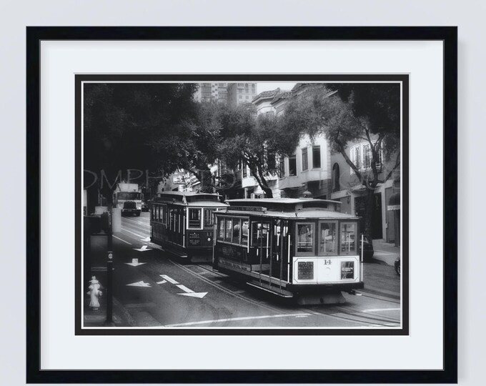 Black And White Trolley Car Print, Trolley Car, Cable Car, San Francisco, San Francisco Art, Street Art, Trolley Art, San Francisco Wall Art