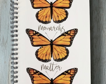 Monarch Butterfly Notebook, Lined Pages, School Supplies, Butterfly Journal