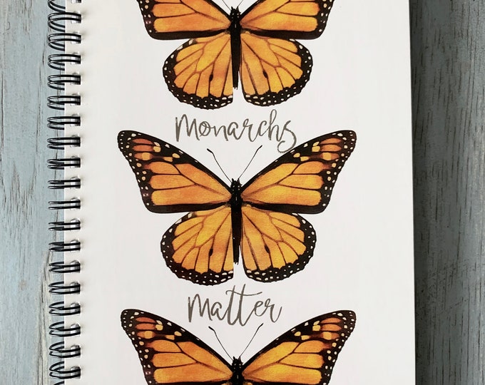 Monarch Butterfly Notebook, Lined Pages, School Supplies, Butterfly Journal