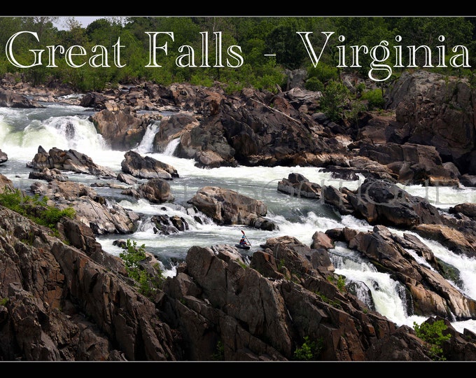 Great Falls Virginia Print, Great Falls Virginia Canvas, Great Falls Canvas, Great Falls Print, Virginia Art Print, Great Falls Park, Kayak