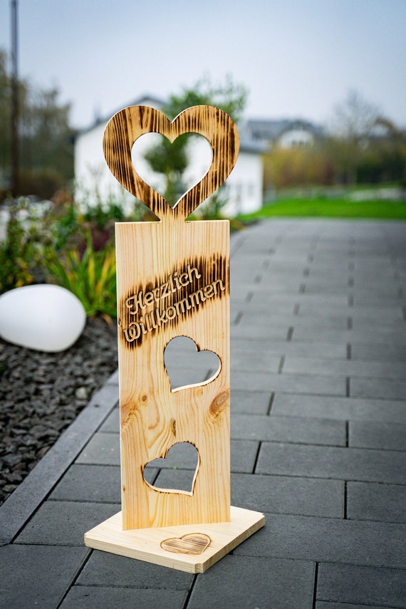 Holz Deko Schild geflammt Herzlich Willkommen NR6 Türschild Etsy