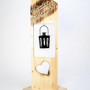 Holz Deko Schild geflammt Herzlich Willkommen NR22 Elch Türschild