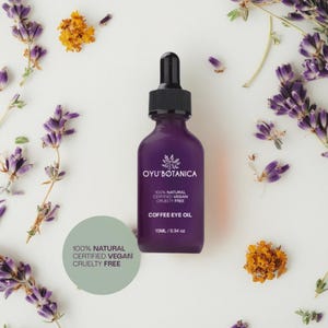 Aceite de café natural para ojos OYU Botanica: fórmula vegana y desinflamante para una ojera más luminosa y suave.