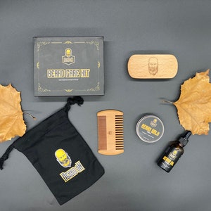 OYU Botanica Handmade Beard Care Set – Scented Beard Oil & Balm with Wooden Brush, Comb, Gift Packaging