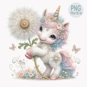 Imágenes prediseñadas de unicornio PNG, imágenes prediseñadas de diente de león, imágenes prediseñadas de flores, imágenes prediseñadas de bebé recién nacido, imágenes prediseñadas de cumpleaños