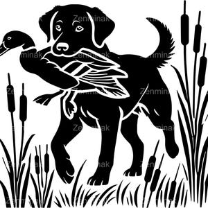 6 SVG Cane da caccia all'anatra SVG – Silhouette Labrador Retriever – File di taglio per caccia agli uccelli acquatici per cacciatori, artigianato all'aperto e decalcomanie in vinile