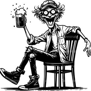 6 SVG Crazy Drunk Man SVG, fichier coupe buveur de bière drôle de bande dessinée, Clipart Party Guy pour Cricut & Silhouette