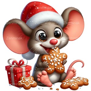 Christmas Mouse PNG Clipart - 10 Adorable Mouse With Gingerbread Cookie ...