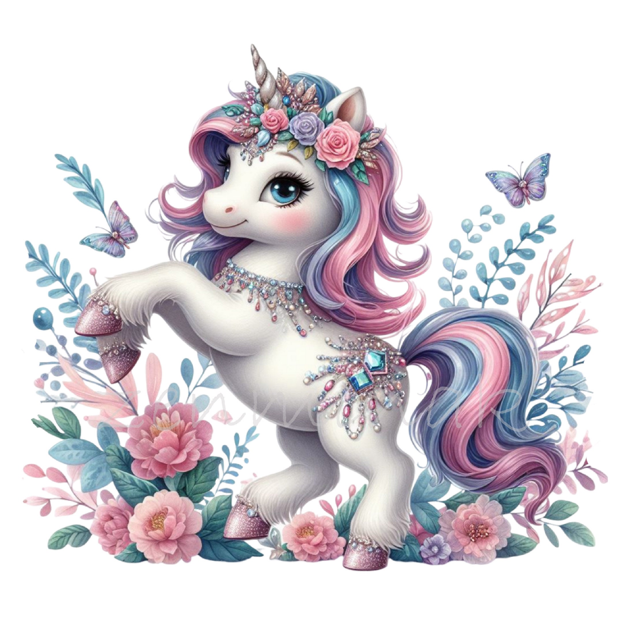 10 PNG Floral Unicorn Magical Fantasy Horse Princess Clipart - Etsy