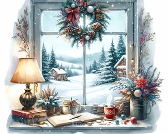 【極美品】タグ付　イタリア製　クリスマスサンタトナカイスノー風景　シルクネクタイ