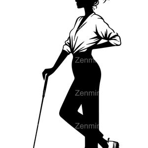 4 elegantes archivos SVG de golfistas femeninas, silueta de golfista femenina, diseño deportivo elegante para Cricut y corte láser