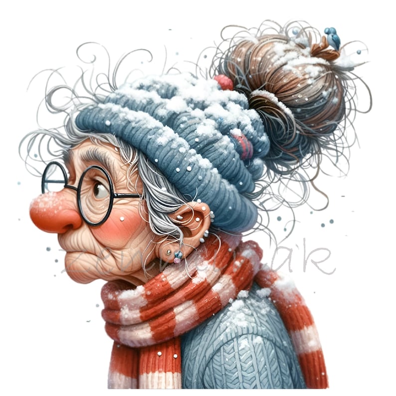10 PNG Grumpy Winter Lady PNG – Funny Senior Woman With Snowy Hat ...