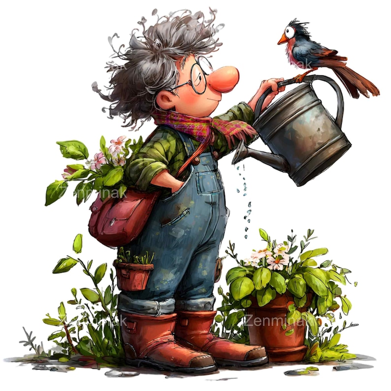 18 PNG Funny Grandma Clipart – Cartoon Old Lady Gardening PNG for ...