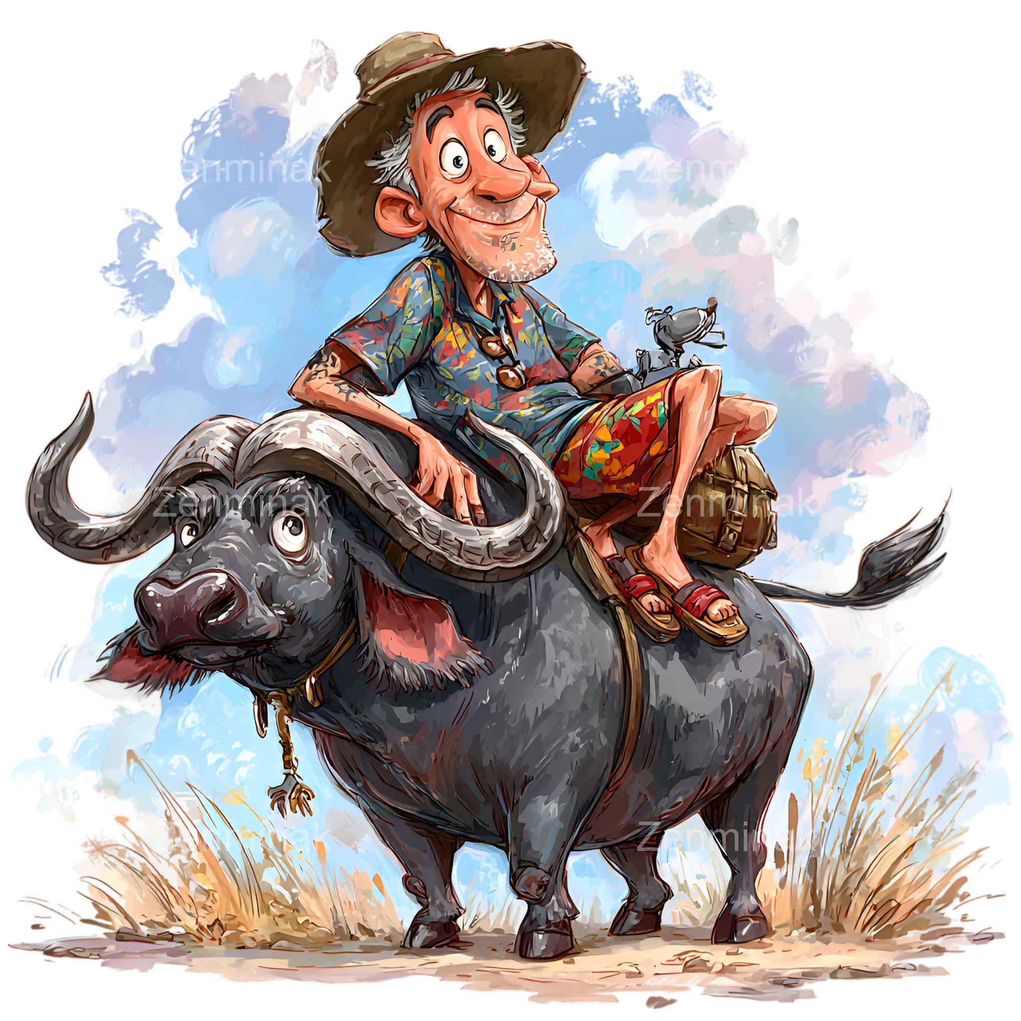 16 PNG Funny Grandpa Clipart – Cartoon Old Man Riding Bull PNG for ...