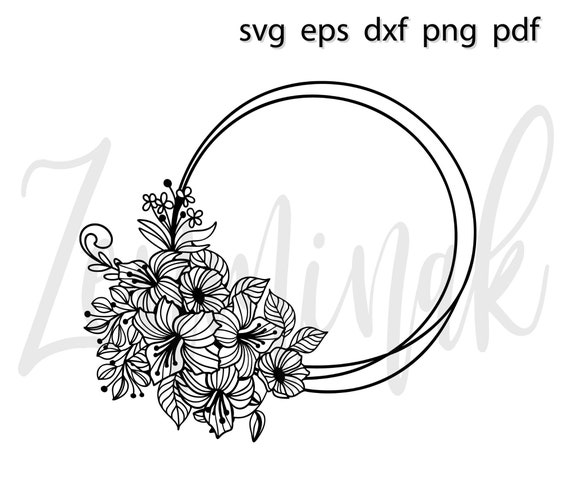 Download Doodle Wreath Svg Wire Circle Ring Round Floral Flower Leaves Etsy