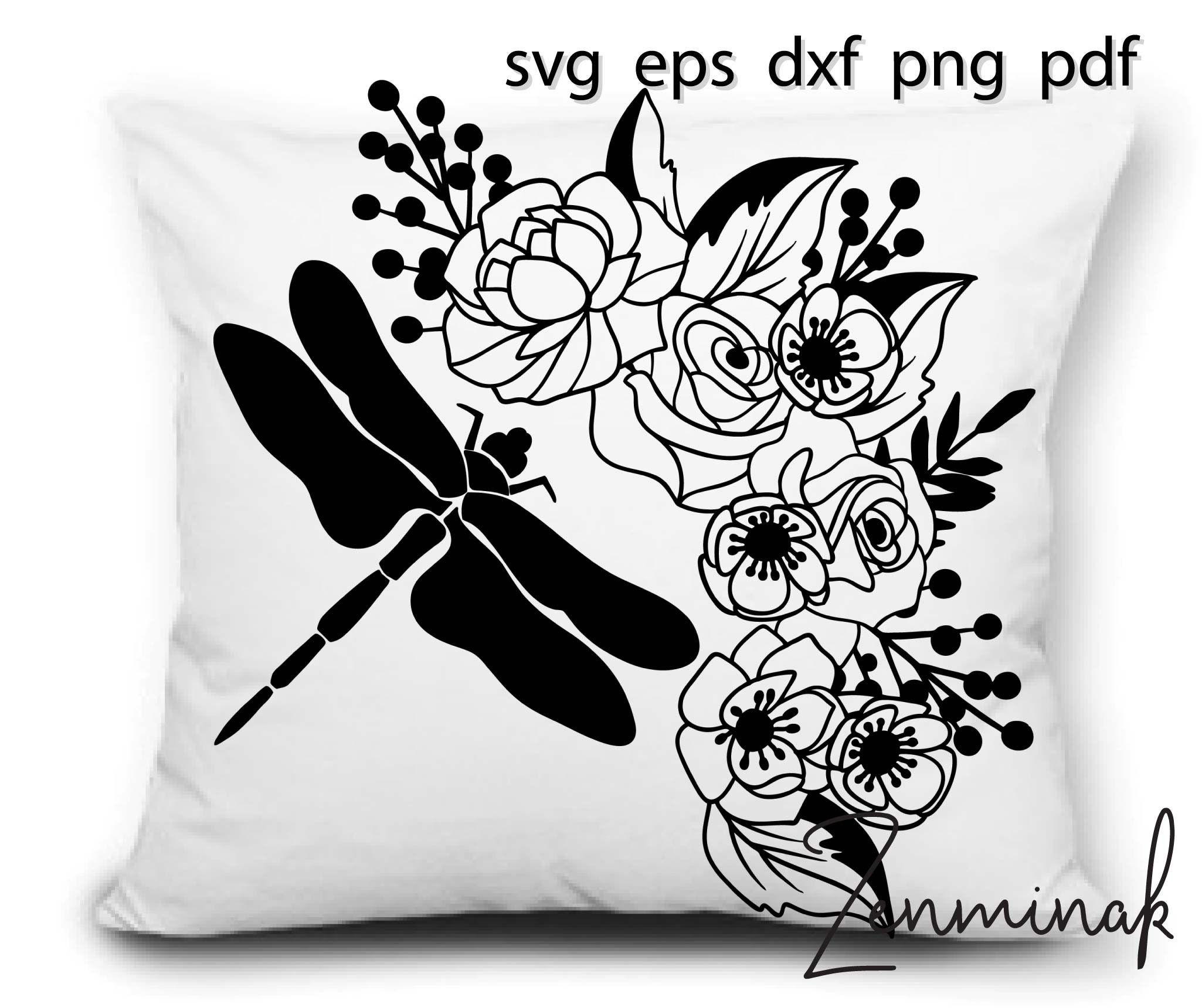 Download Floral Dragonfly Svg Files For Cricut Flowers Swag Vector Cut Etsy
