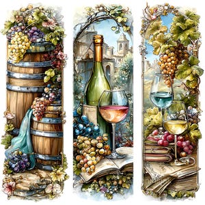 10 PNG akvarell vingård, bokmärke clipart italiensk druva sublimeringskonst