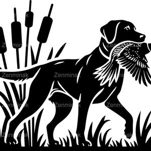 4 SVG de Labrador con Faisán - Archivo de corte de silueta de perro de caza - Clipart de pájaro retriever para manualidades y proyectos de vinilo para amantes de la naturaleza