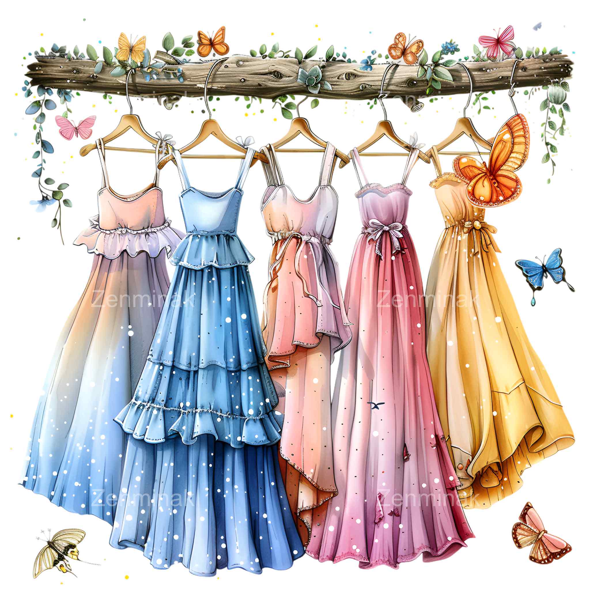 16 PNG Fairy Dress Clipart, Watercolor Gown Fashion Illustration ...