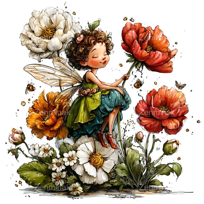 15 PNG Flower Fairy Clipart – Whimsical Fantasy PNG – Cute Fairy With ...
