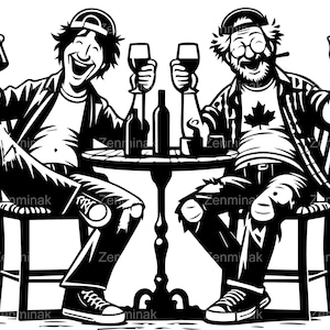 6 SVG divertenti compagni di bevute SVG, file di taglio amici di vino e birra, esilarante scena di bar clipart per Cricut e Silhouette