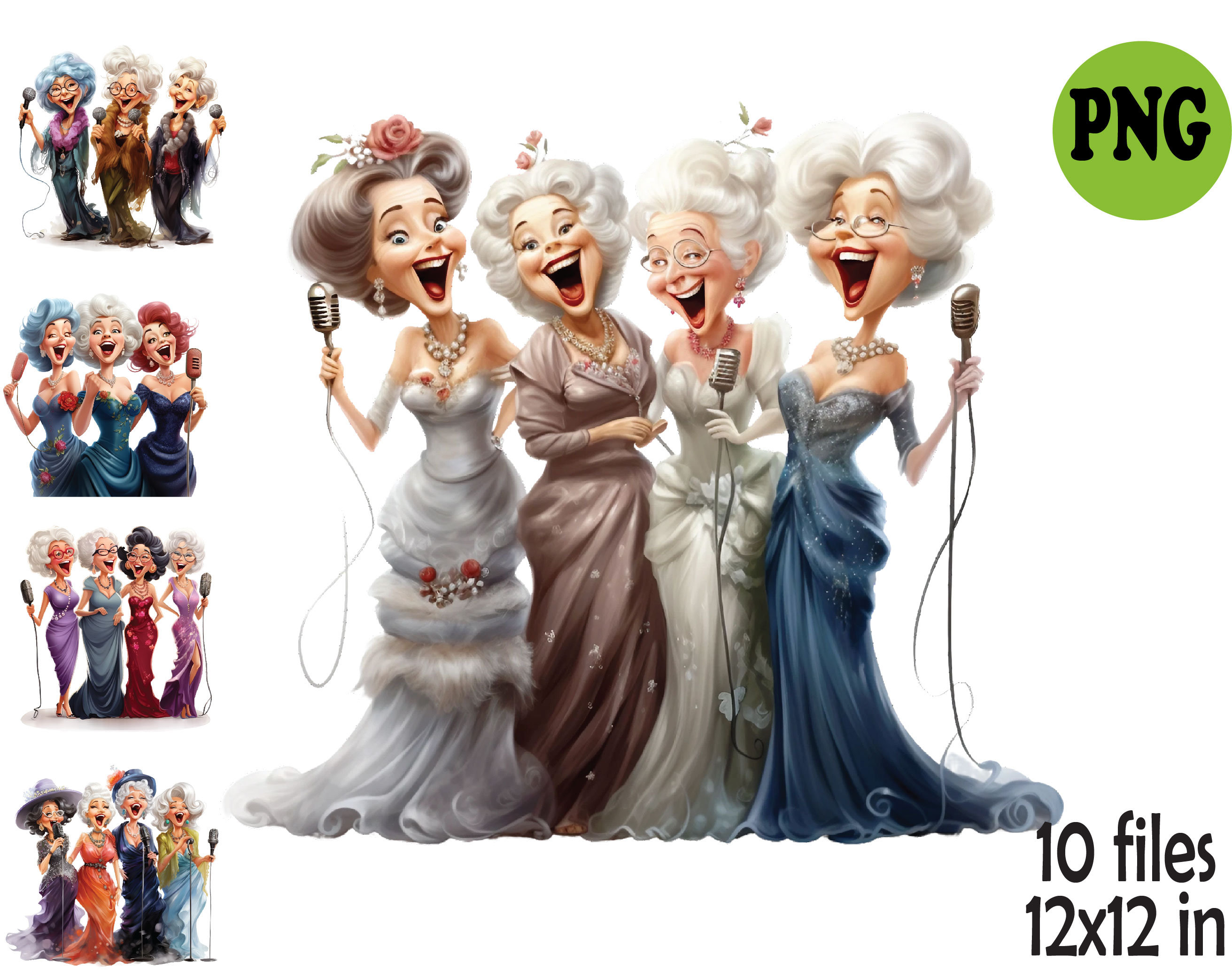 10 PNG Singing Senior Women, Glamorous Grandma Chorus Clipart - Etsy