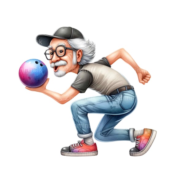 25 PNGクールなおじいちゃんのボウリング – 面白いPNGクリップアート