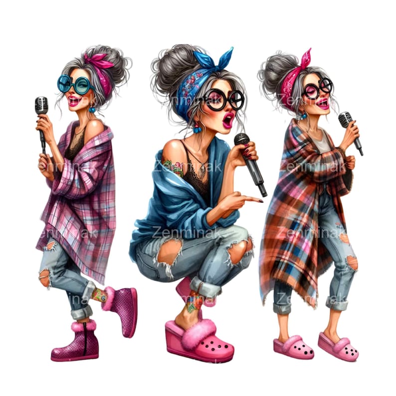 14 PNG Funny Singing Grandma PNG Clipart – Cartoon Senior Woman With ...