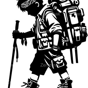 8 SVG Escursionismo Zaino in spalla SVG, Clipart Camper avventuroso, Arte digitale Uomo Trekking all'aperto, Vettore Esploratore della natura selvaggia